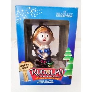 Brass Key Collection Hermey Elf Rudolph Hand Crafted Glass Ornament Ltd Edition